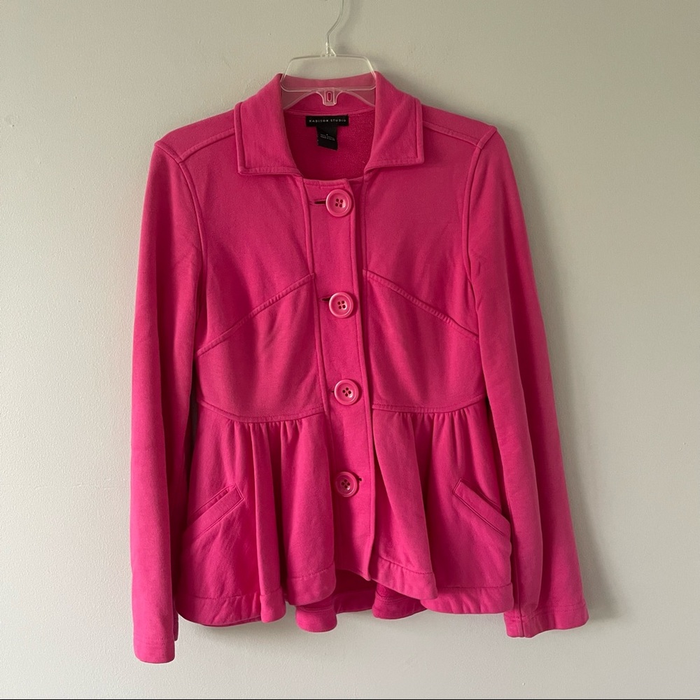 Madison studio pink baby doll big button up jacket